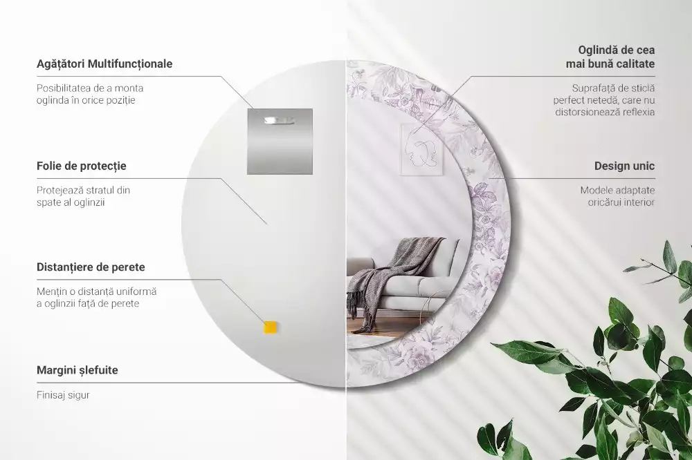 Espejo redondo estampado Calaveras