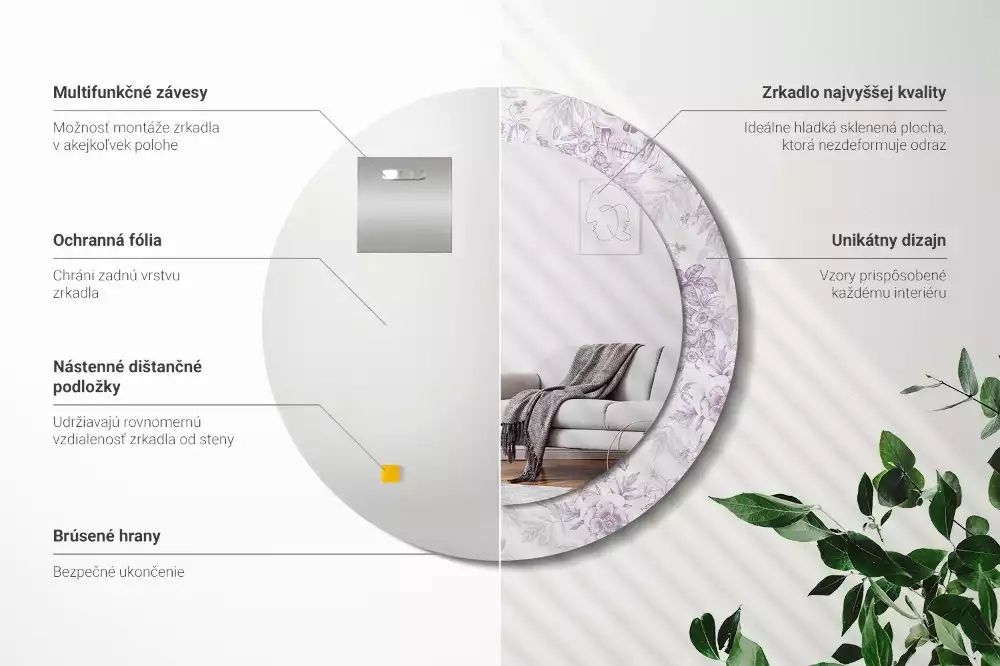 Espejo redondo estampado Calaveras