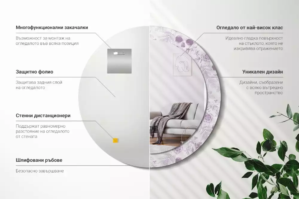 Espejo redondo estampado Calaveras