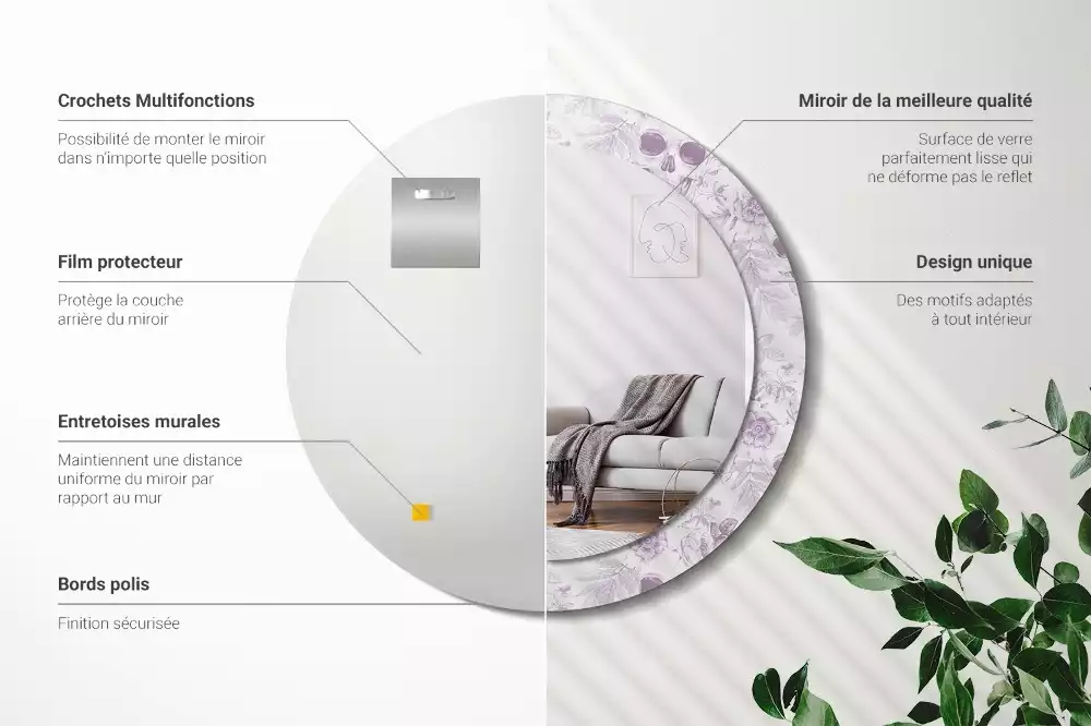 Espejo redondo estampado Calaveras