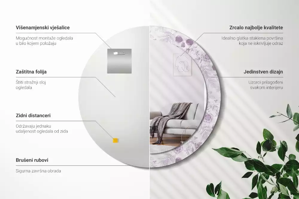 Espejo redondo estampado Calaveras