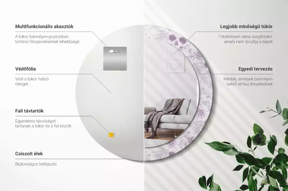 Espejo redondo estampado Calaveras