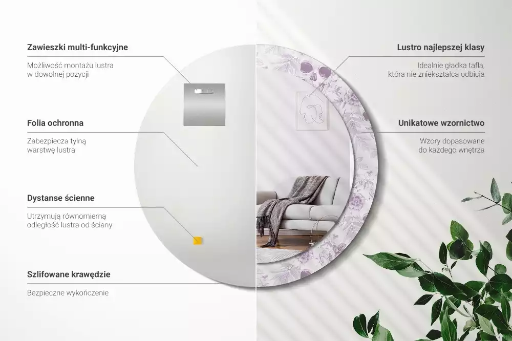 Espejo redondo estampado Calaveras