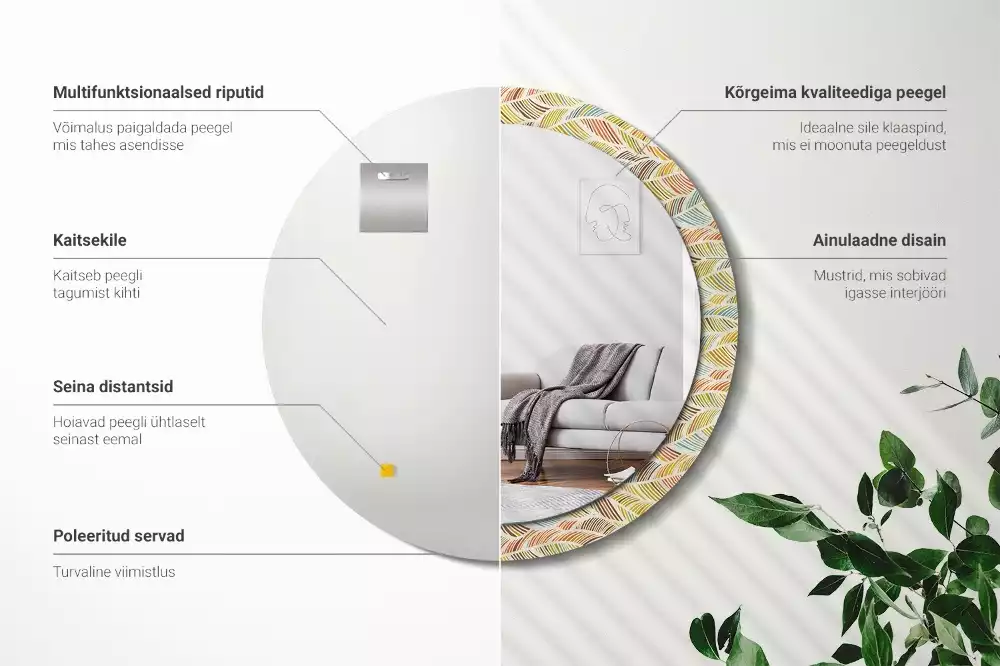 Espejo redondo estampado Abstracto