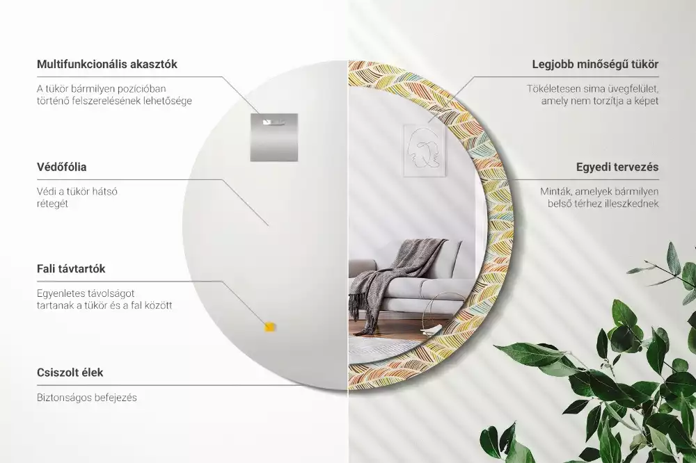 Espejo redondo estampado Abstracto