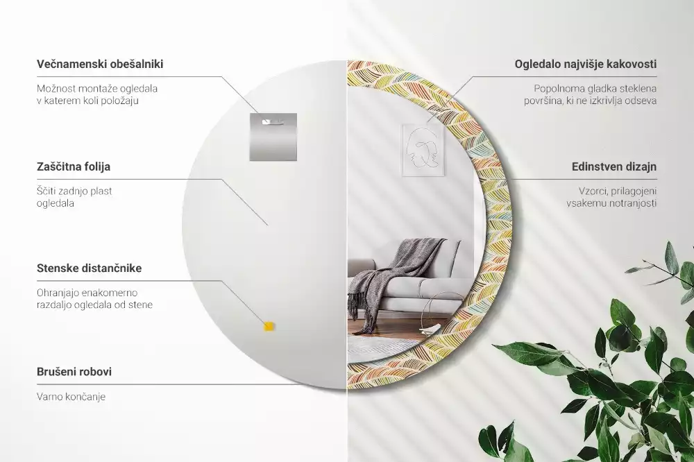 Espejo redondo estampado Abstracto