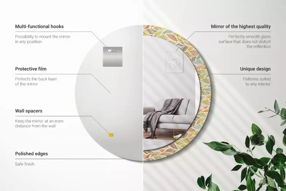 Espejo redondo estampado Abstracto