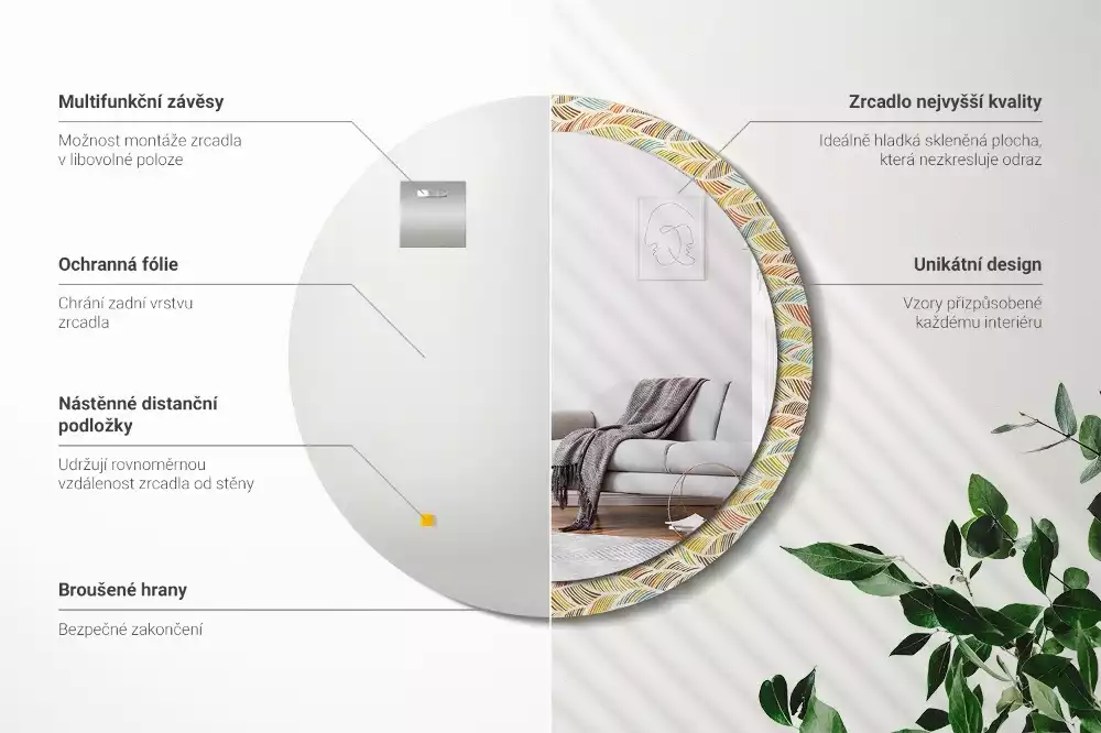 Espejo redondo estampado Abstracto