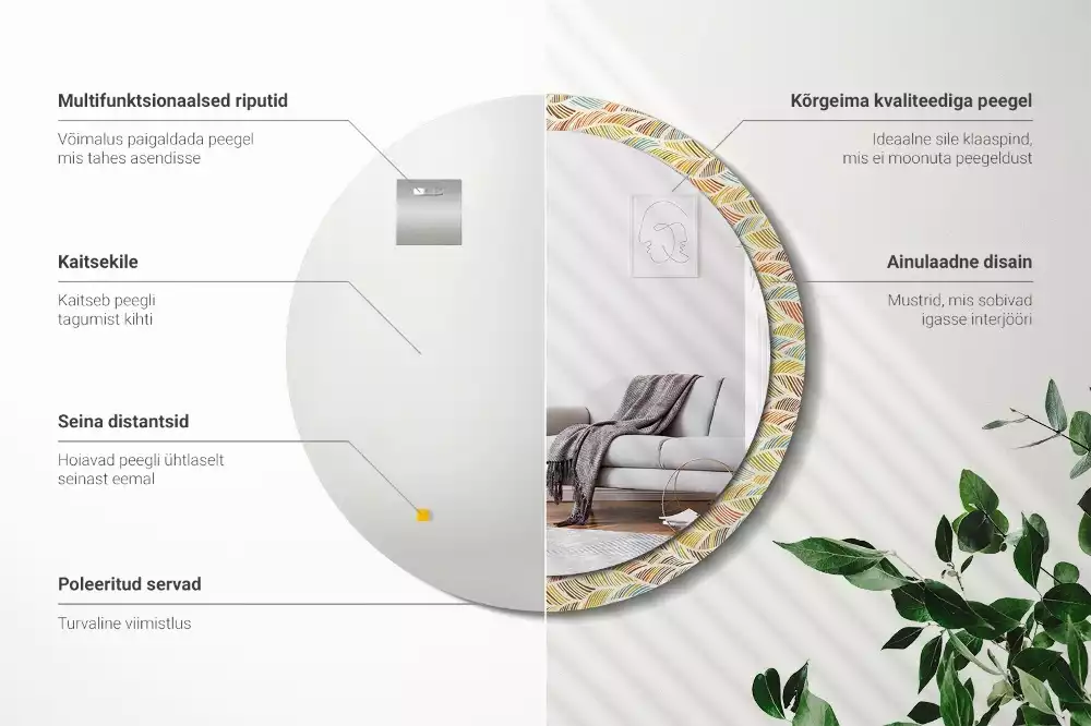 Espejo redondo estampado Abstracto