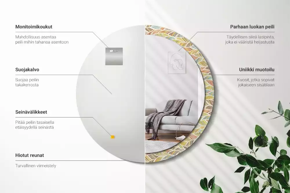 Espejo redondo estampado Abstracto