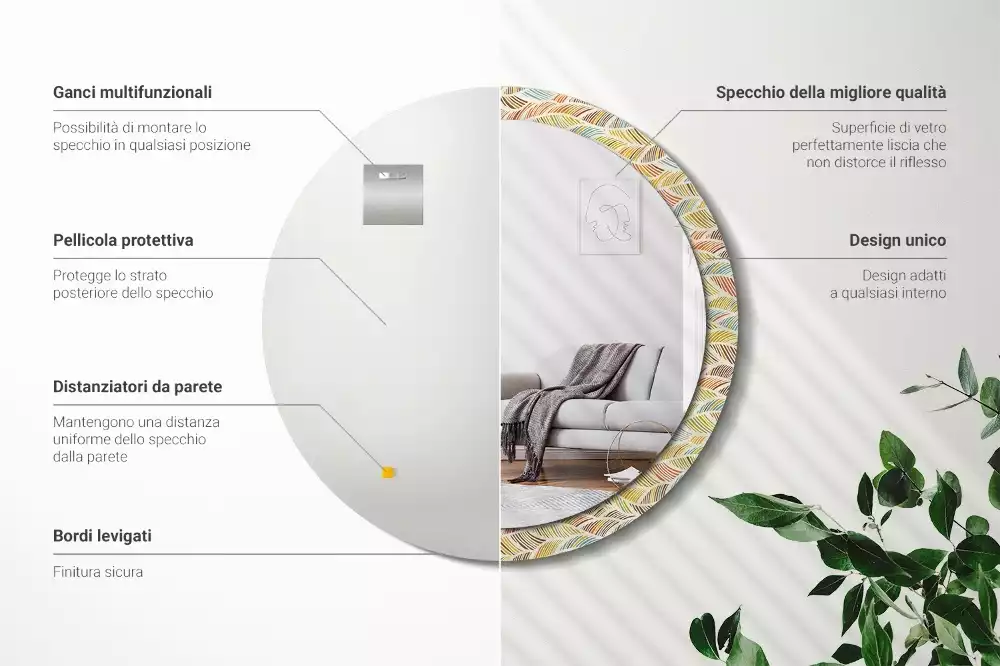 Espejo redondo estampado Abstracto