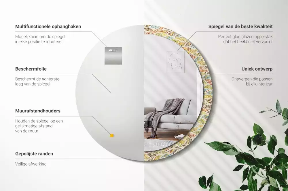 Espejo redondo estampado Abstracto