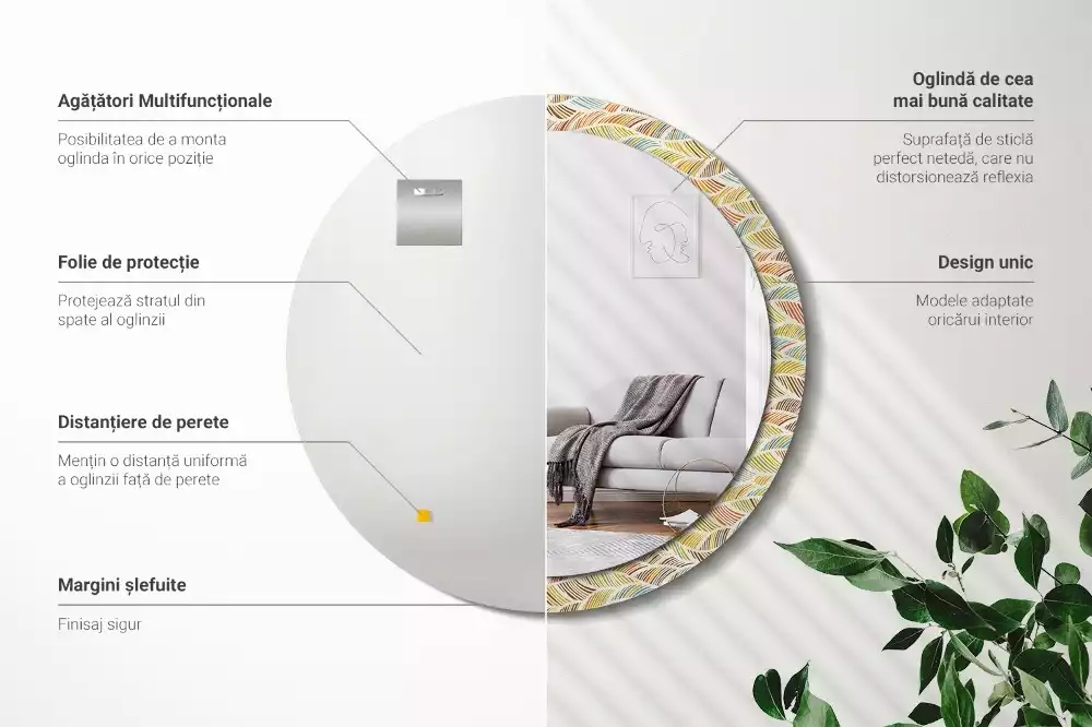 Espejo redondo estampado Abstracto