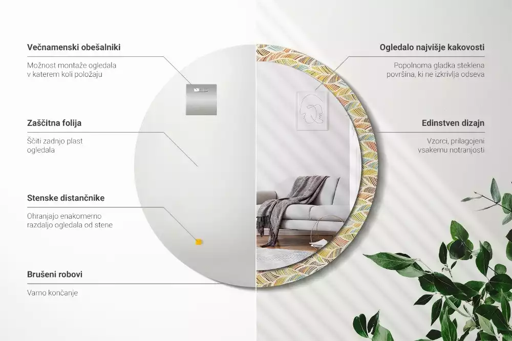 Espejo redondo estampado Abstracto