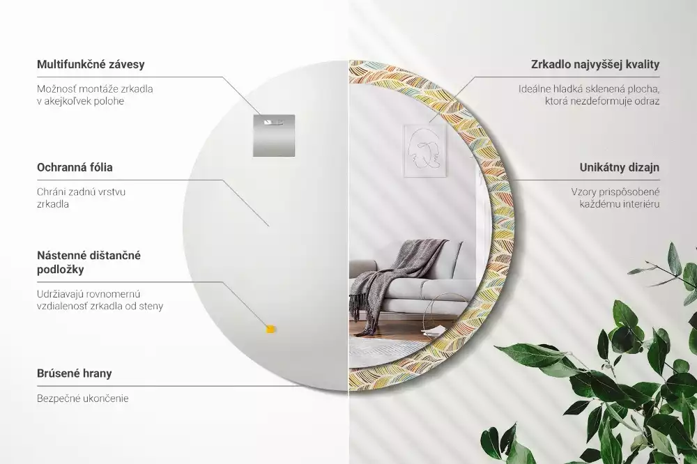 Espejo redondo estampado Abstracto