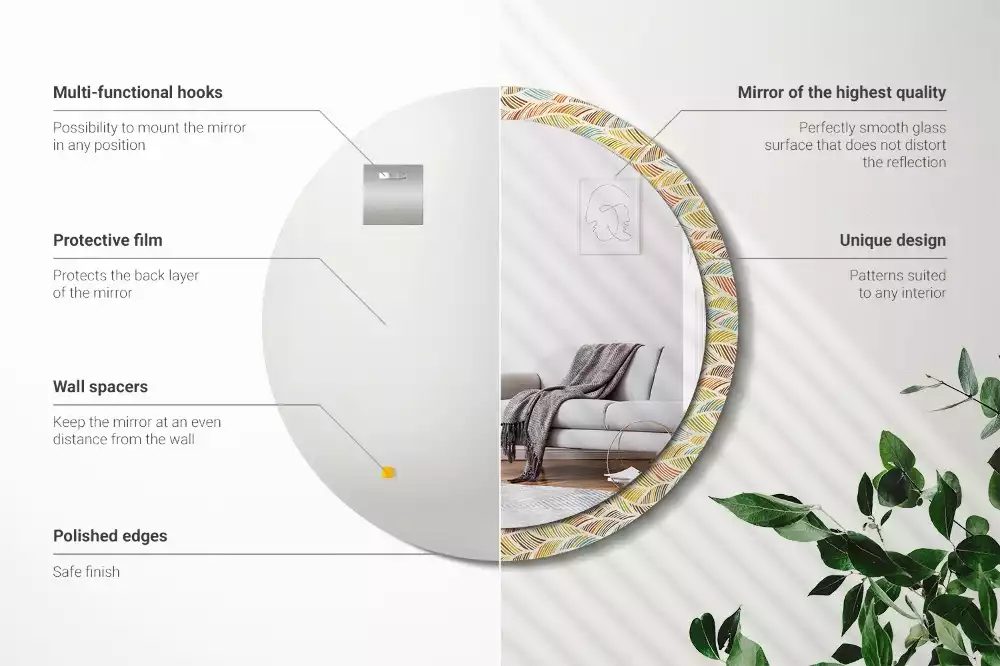 Espejo redondo estampado Abstracto