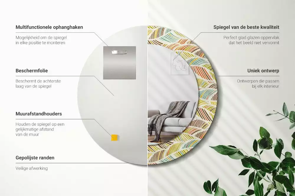 Espejo redondo estampado Abstracto