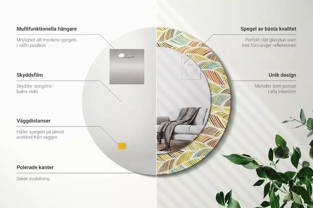 Espejo redondo estampado Abstracto