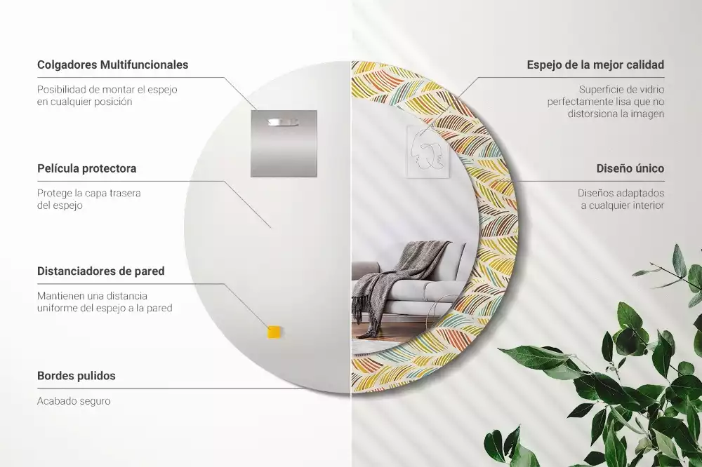 Espejo redondo estampado Abstracto