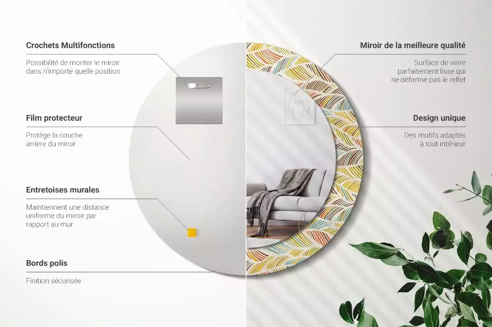 Espejo redondo estampado Abstracto