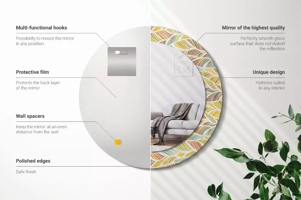 Espejo redondo estampado Abstracto