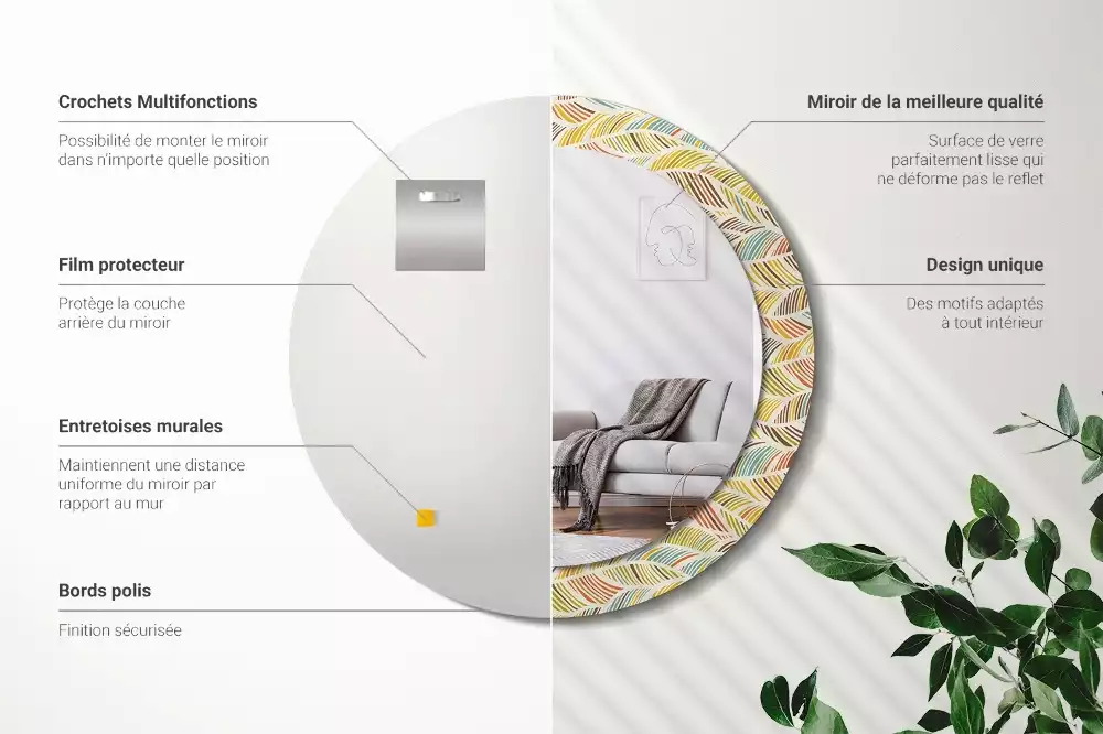 Espejo redondo estampado Abstracto