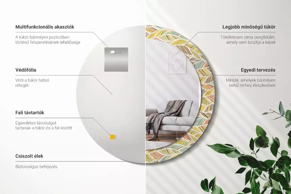 Espejo redondo estampado Abstracto