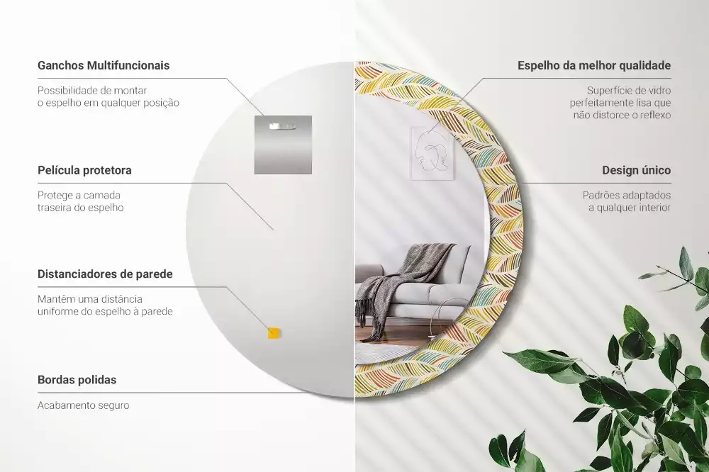 Espejo redondo estampado Abstracto