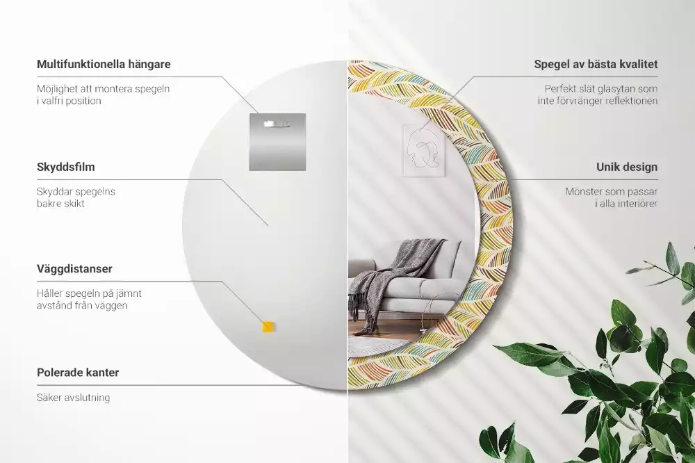 Espejo redondo estampado Abstracto