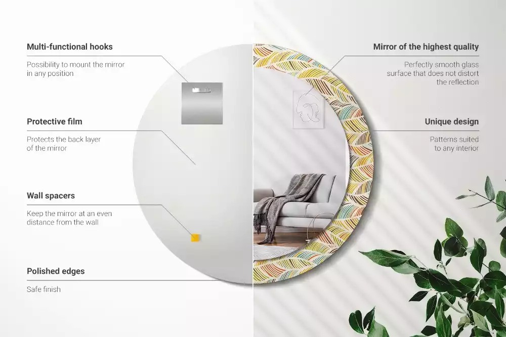 Espejo redondo estampado Abstracto