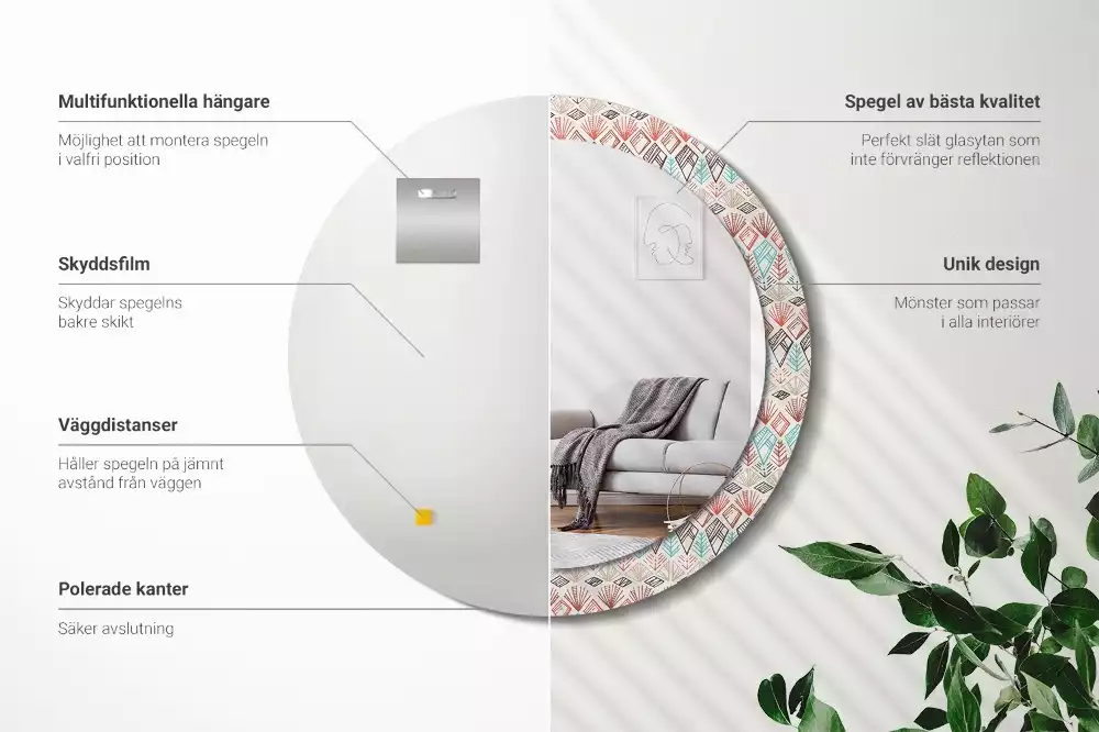 Espejo redondo impreso Patrón étnico