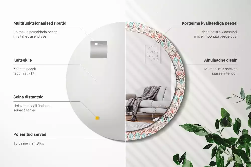 Espejo redondo impreso Patrón étnico