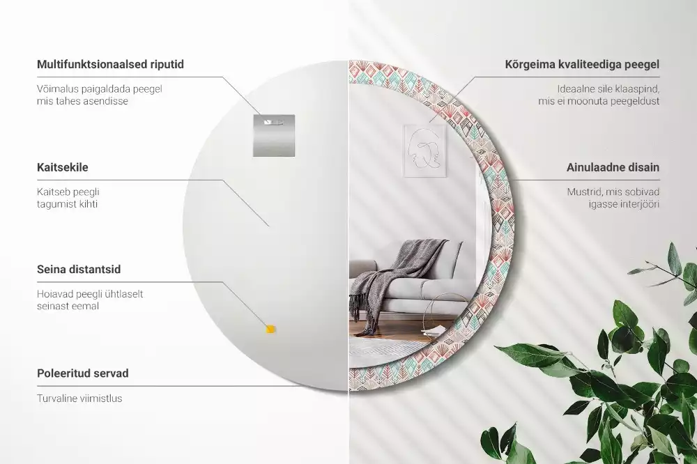 Espejo redondo impreso Patrón étnico