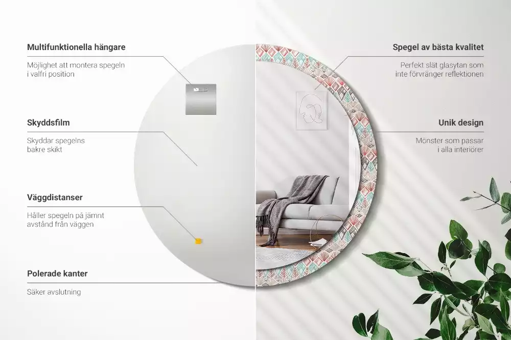 Espejo redondo impreso Patrón étnico