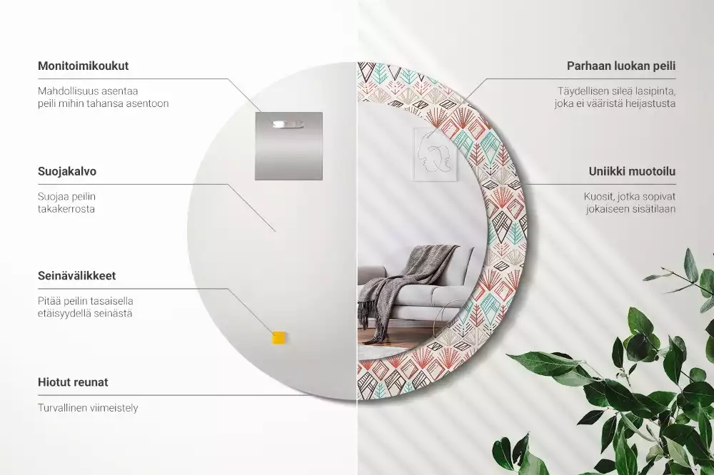 Espejo redondo impreso Patrón étnico