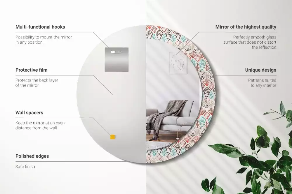 Espejo redondo impreso Patrón étnico