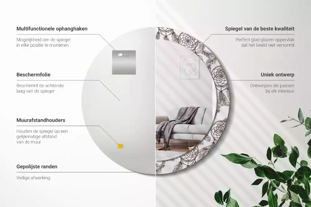 Espejo redondo estampado Atrapasueños