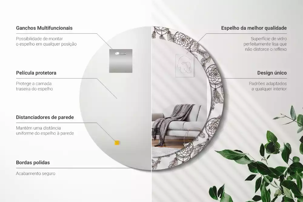 Espejo redondo estampado Atrapasueños