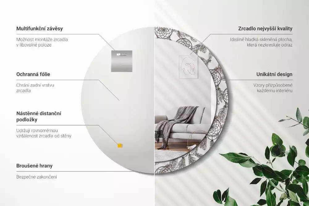 Espejo redondo estampado Atrapasueños