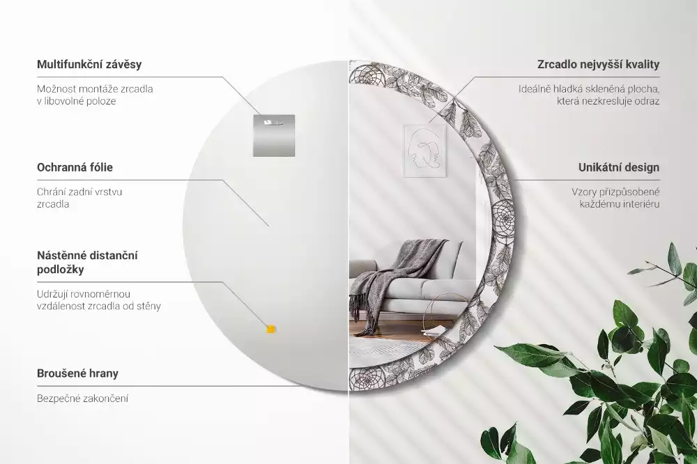 Espejo redondo estampado Atrapasueños