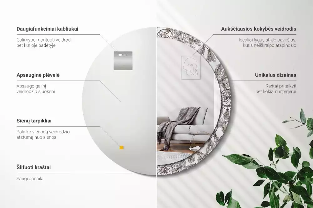 Espejo redondo estampado Atrapasueños