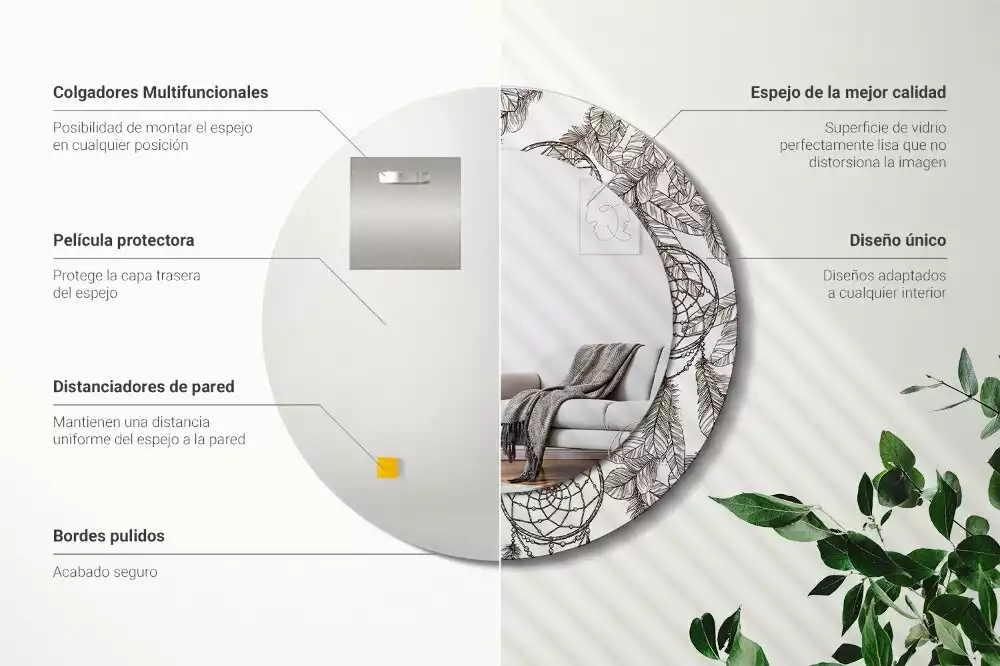 Espejo redondo estampado Atrapasueños