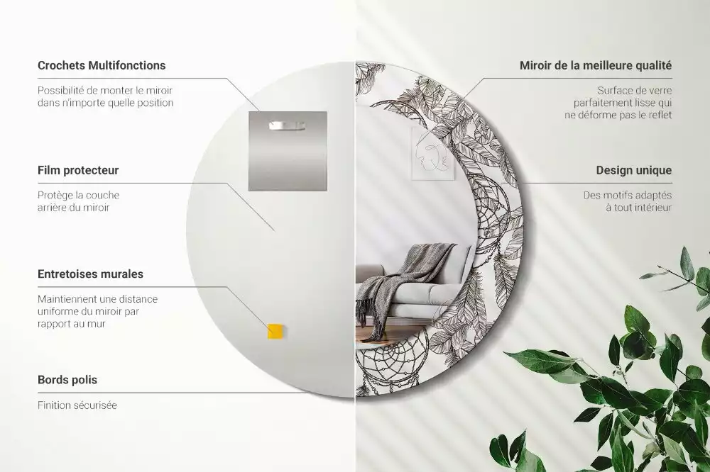 Espejo redondo estampado Atrapasueños