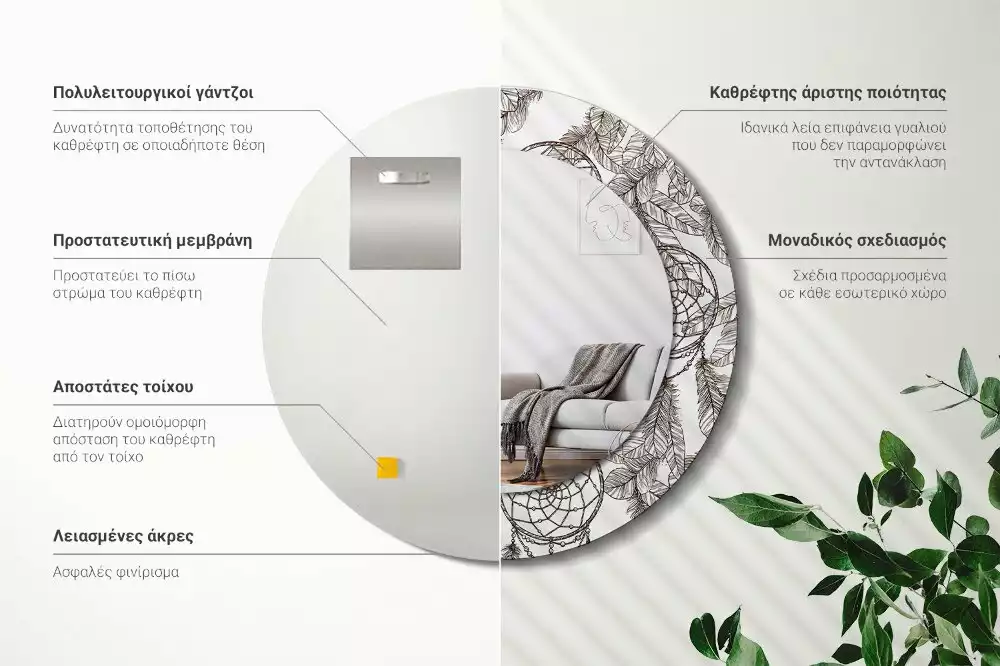 Espejo redondo estampado Atrapasueños