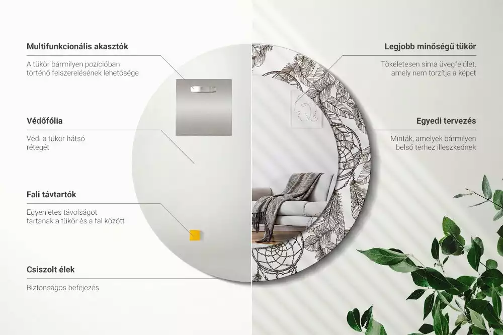 Espejo redondo estampado Atrapasueños