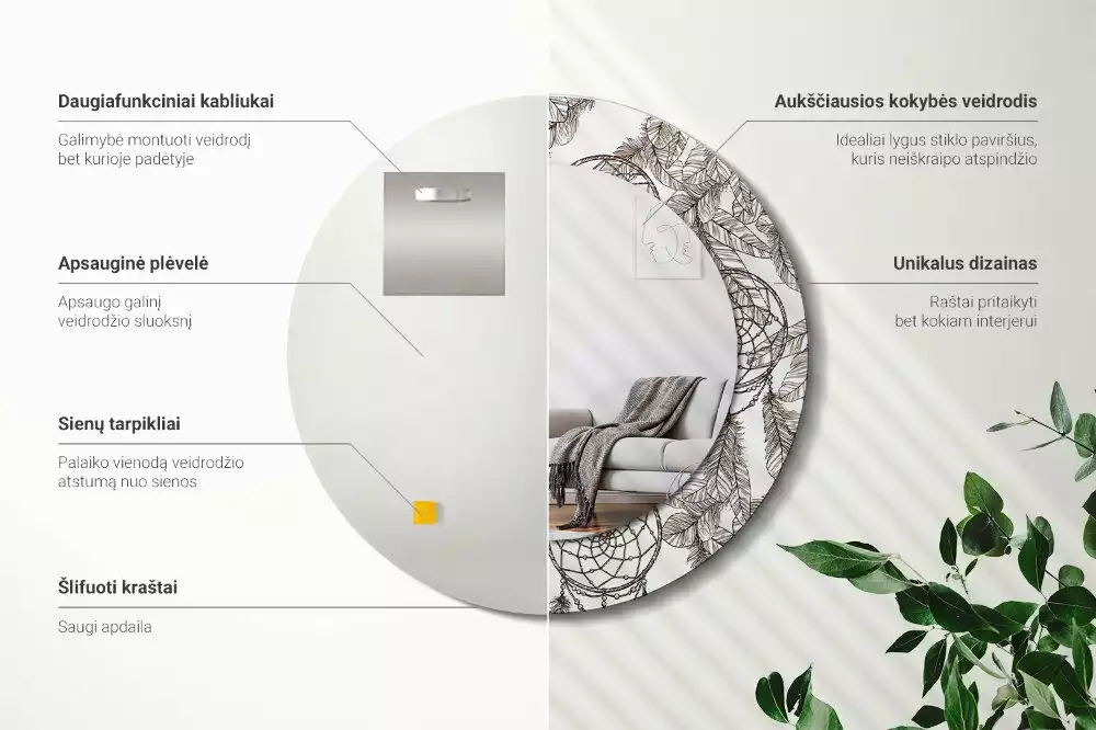 Espejo redondo estampado Atrapasueños