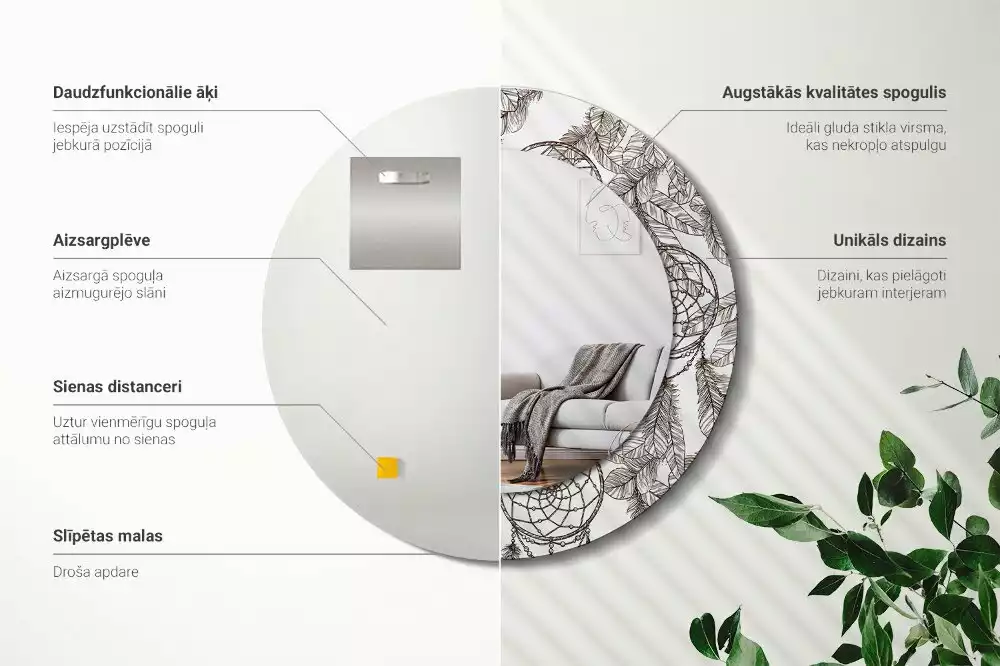 Espejo redondo estampado Atrapasueños