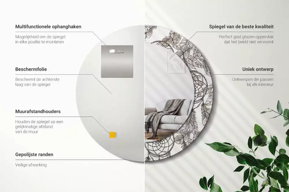 Espejo redondo estampado Atrapasueños