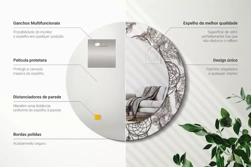 Espejo redondo estampado Atrapasueños