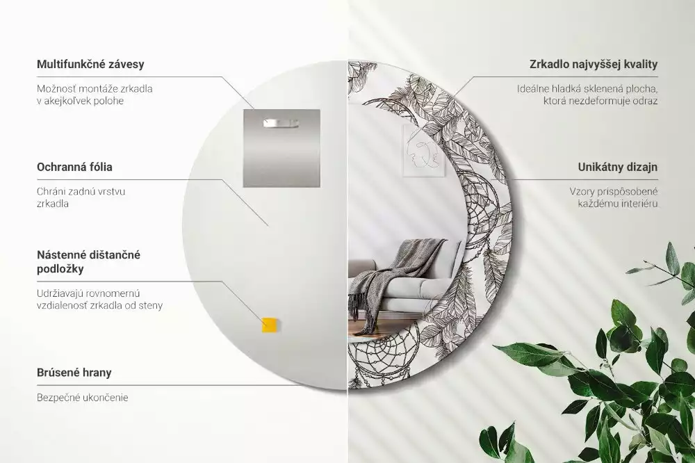 Espejo redondo estampado Atrapasueños